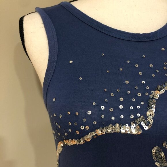 *ZARA* Blue x Silver Sequin Sleeveless Top Size S - Picture 3 of 5